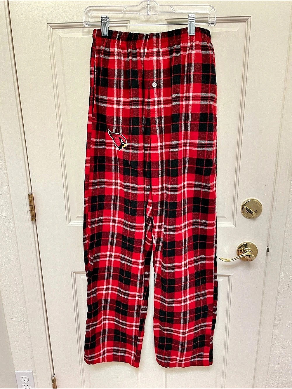 NFL AZ Cardinals Team Apparel Plaid Lounge Pants in Red & Black Plaid Size M